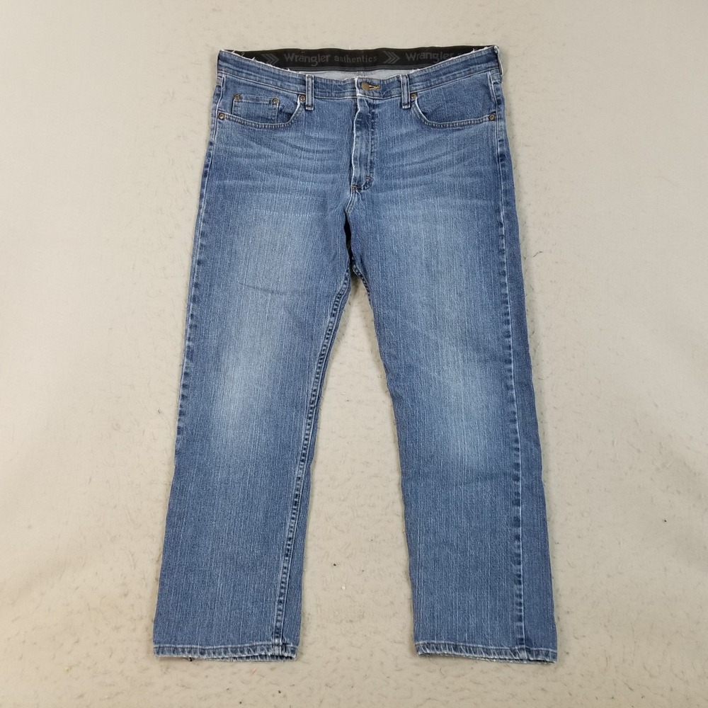 Wrangler Jeans Mens 36x29 Blue Authentics ZM1CSBN‎ Straight Leg Stretch Denim